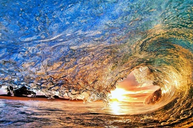 1600x900 Ocean Wave Sunset Wallpapers