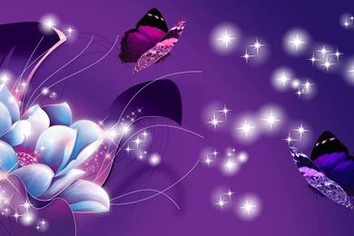 Purple Flowers And Butterflies Wallpapers   Digital Art Wallpapers ...