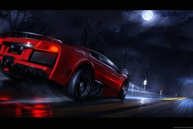 Download 1680x1050 Red Lamborghini Murcielago In The Rainy Night ...