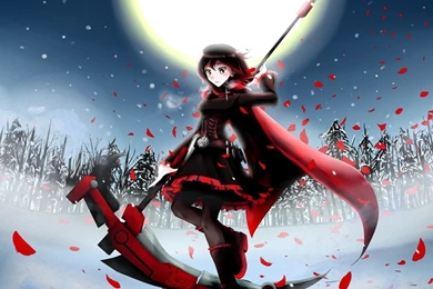 Anime Girl At Winter Night, Moon, Fields Wallpapers