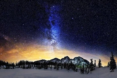 Milky Way Above The Snowy Mountains Free Desktop Backgrounds And ...