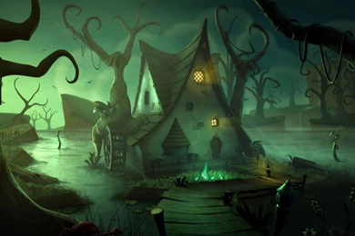 Dark Green Swamp And House Wallpapers Free Wide HD Wallpapers