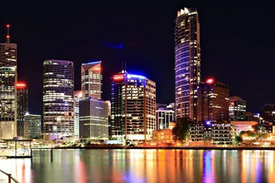 Colored City Night Lights Widescreen Wallpapers