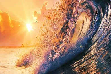 Golden Surfing Wave Sunset iPhone 6 Wallpapers