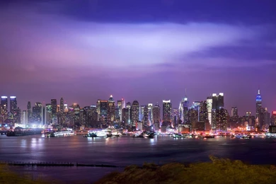 Purple Sky Above New York City Wallpapers   World Wallpapers