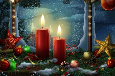 Red Advent Candles And Baubles Wallpapers 27655