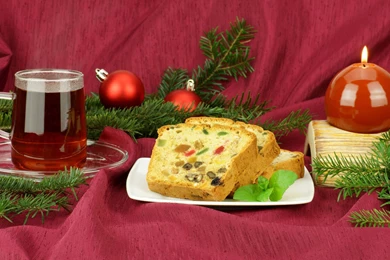 Tea And Sponge Cake On Christmas Morning Wallpapers 24252