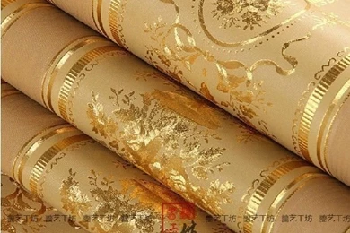 Modern 3D Living Room European Style Floral Wallpapers Green And ...