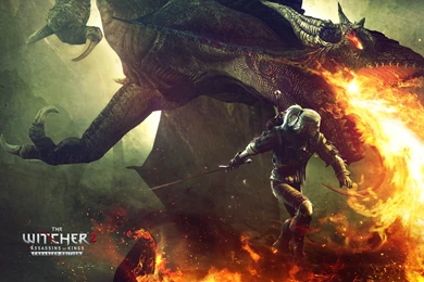 The Witcher 2 Dragon Fight Wallpaper.png