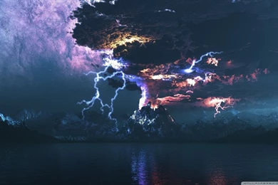 Volcano Eruption Lightning HD Desktop Wallpapers : High Definition ...