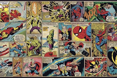 JL1290MMarvel Classics Comic Panel Pre Pasted XL Wallpapers Mural
