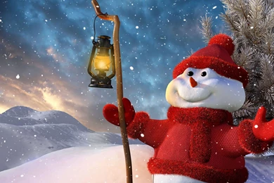 Download Wallpapers 2560x1440 New Year, Christmas, Snowman, Lamp ...