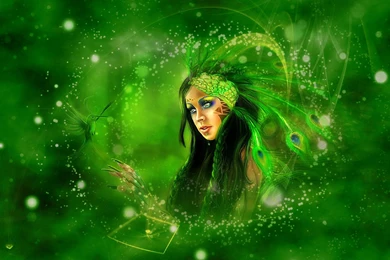 Peacock Fantasy Girl Desktop Backgrounds 515944 : Wallpapers13.com