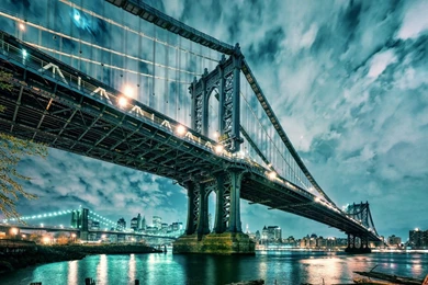 Manhattan Bridge Brooklyn Bridge Bridge New York River Buildings ...