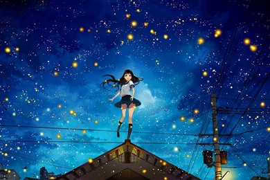 1920x1200 Anime Girl Fireflies Wallpapers