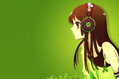 Headphones Green K ON! Akiyama Mio Anime Simple Backgrounds Anime ...