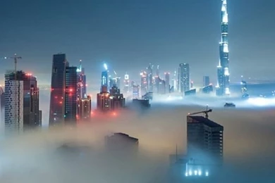 Dubai Skyline Covered In Fog