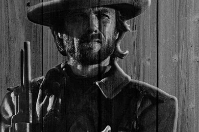 Clint Eastwood On Wood iPhone 5 Wallpapers (640x1136)