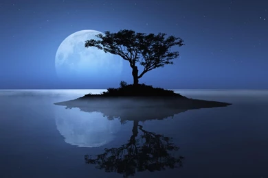 Blue Moon Over The Water Wallpapers   Fantasy Wallpapers