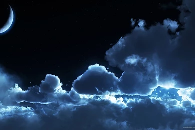 Download 1920x1080 Night Blue Clouds And Moon Wallpapers