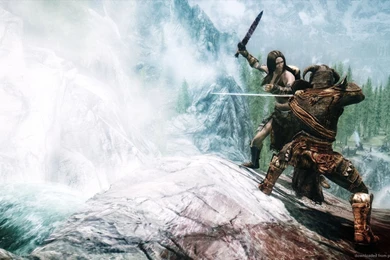 Download 1366x768 Skyrim On The Edge Wallpapers