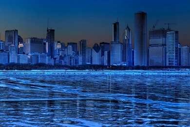 2048x2048 Chicago Skyline Night Wallpapers