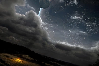 Trees Stars Planets Fire People Bonfire Skyscapes Wallpapers