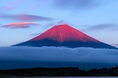 Japan Fuji Mountain, Evening, Sky, Lake Reflection, Blue iPhone ...