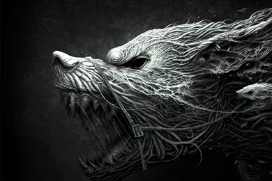 Download Wallpapers 2048x2048 Wolf, Teeth, Drawing, Aggression ...