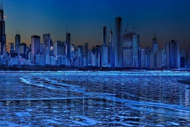 Chicago Lakefront In Ice Blue Hdr Free Desktop Backgrounds And ...