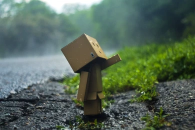 Download Wallpapers 3840x2160 Danboard, Cardboard Robot, Cloudy ...