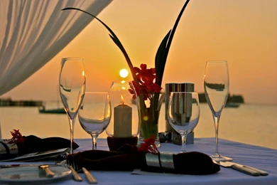 Dinner On The Beach At Sunset   (