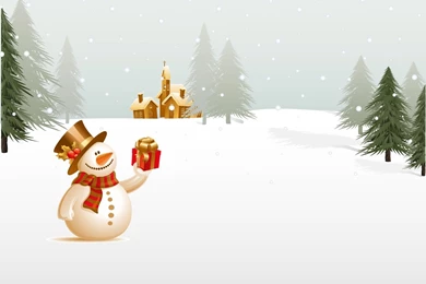 Village Christmas Snowman Wallpapers