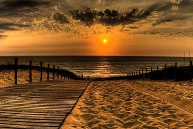Nature iPhone 6 Plus Wallpapers Wooden Path Sea Sunset Sand ...