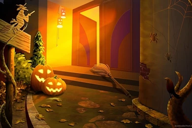 Download 1366x768 Halloween Entrance Wallpapers