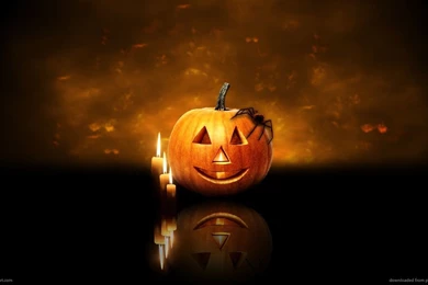 Download 1366x768 Halloween Pumpkin And Candles Wallpapers