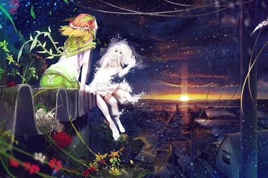 Original Fantastic World Sunrises And Sunsets Anime Girls ...