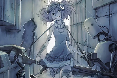 Futuristic Anime Girl With Guns In A World Of Robots Wallpapers ...