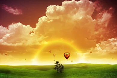 Fantasy Landscape Balloon Desktop Wallpapers