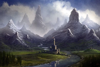 Fantasy Castle Drawing Mountains Full Hd 1080p Backgrounds ...