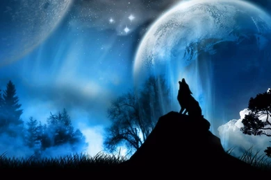 Download Wallpapers 1920x1080 Moonlight, Wolf, Fantasy Full HD ...