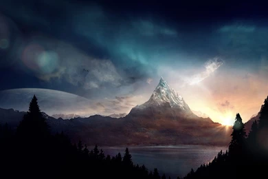 Download Wallpapers 1920x1080 Peak, Mountain, Fantasy, Art Full HD ...