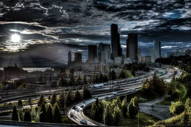 Jose Rizal Park Seattle City Sunset Hdr Night Clouds Road ...