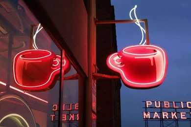 Drinks Coffee Sign Neon Seattle World Market Coffee Seattle Pikes ...