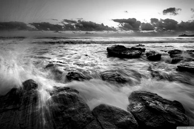 Sea Black And White Image Hd Desktop Wallpapers Fullscreen   1767562