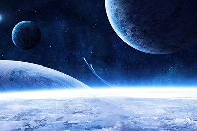 Space Ship And Blue Planet Wallpapers