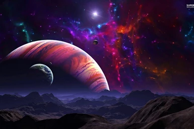 Purple Space Above The Mountains Wallpapers   Fantasy Wallpapers ...