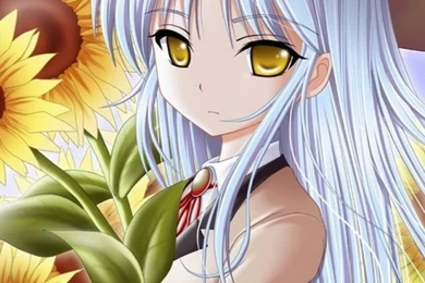 Download Wallpapers 640x960 Girl, Sunflowers, Anime, Walking, Angel ...