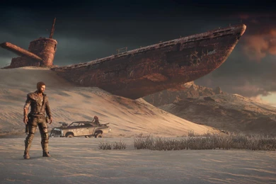 HD Backgrounds Mad Max Game Desert Dunes Ship Wallpapers ...