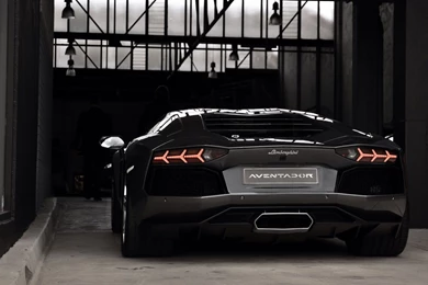 1920x1080 Black Aventador Garage Wallpapers